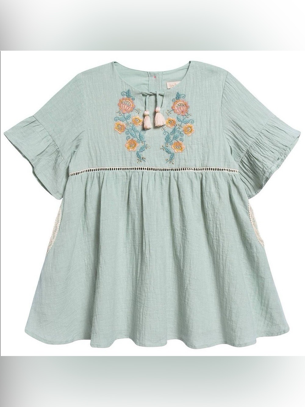 Louise Misha Sakina Almond Dress Embroidered Bohemian Summer Cottage Fairy Core